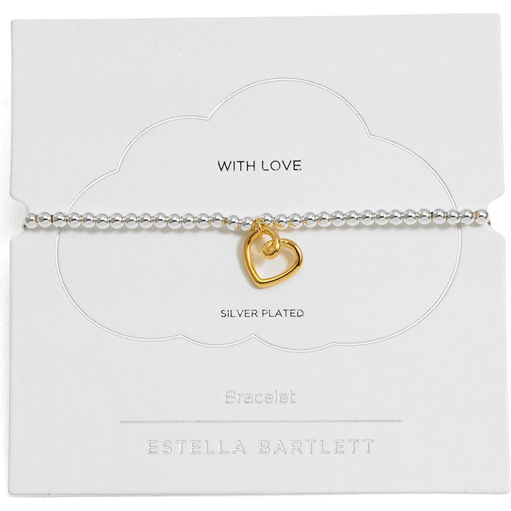 Estella Bartlett Heart Beaded Stretch Bracelet In Gold