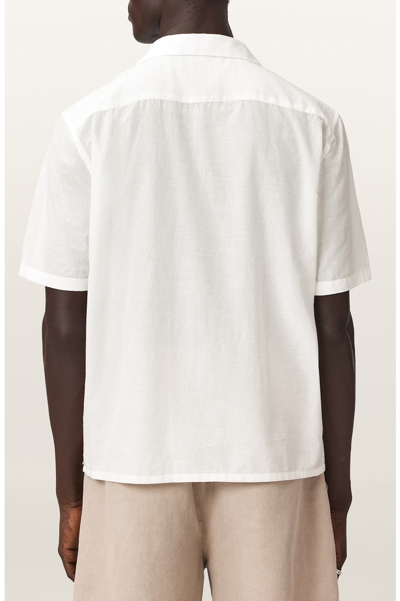 Monument Mountainscape Print Slub Cotton Camp Shirt, Alternate, color, TERN WHITE