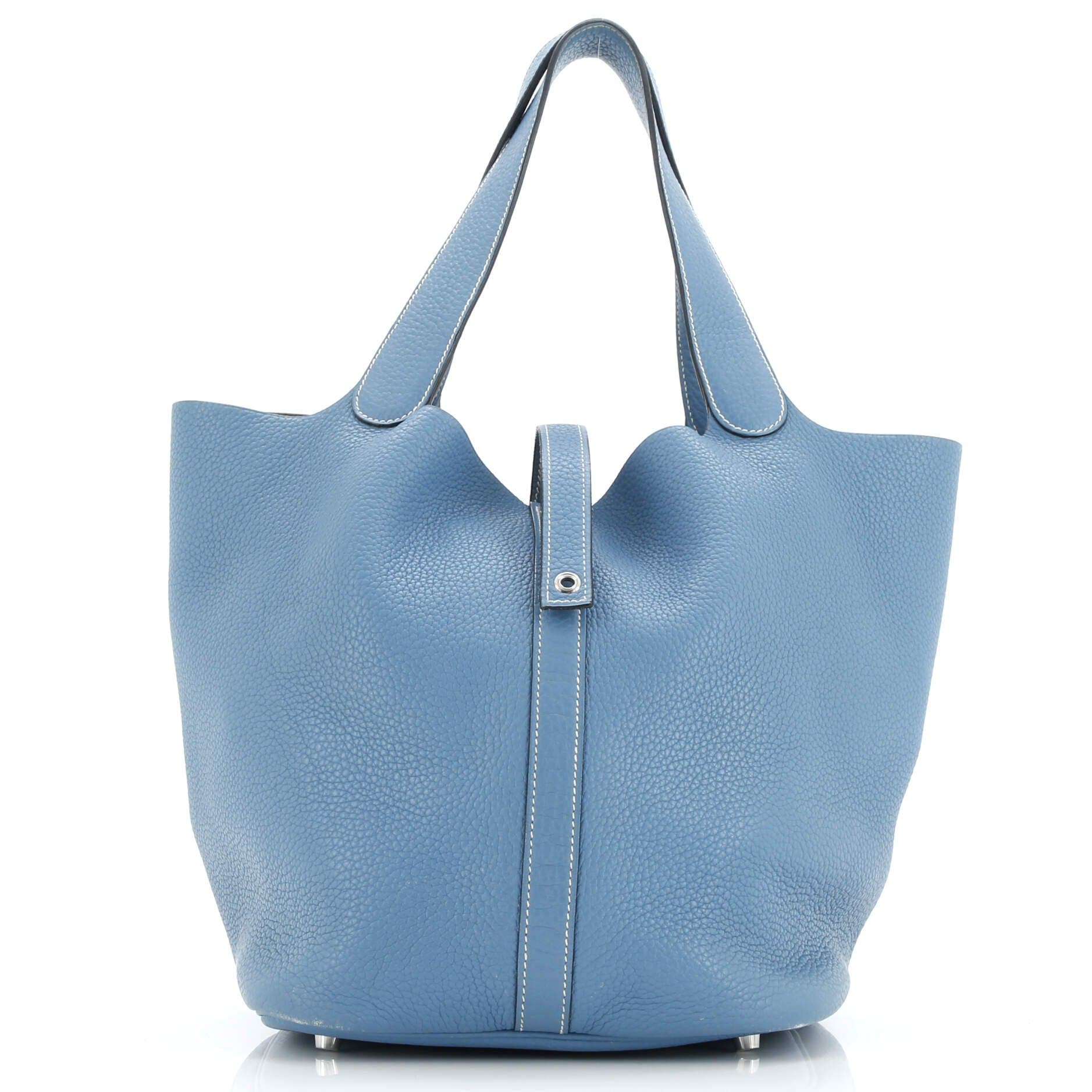 Pre-Owned Hermes Picotin Lock Bag Clemence GM, Main, color, Bleu Jean