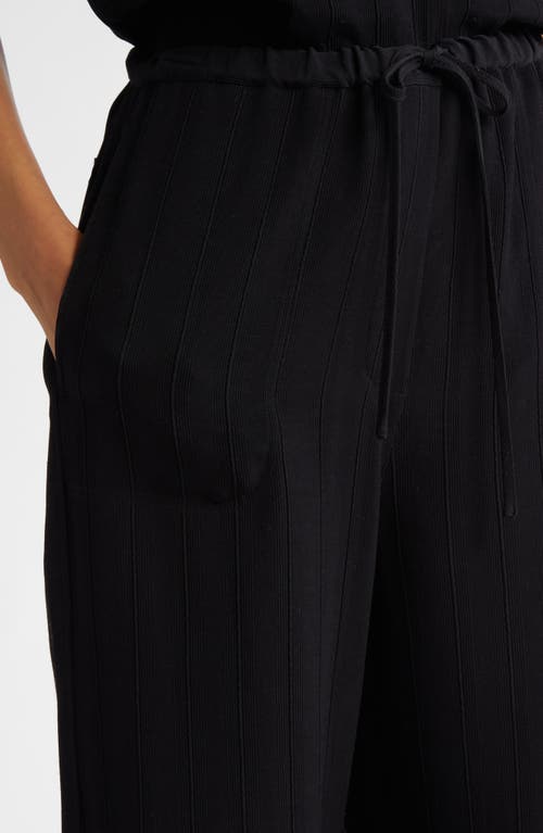 Totême Black Woven Stripe Drawstring Trousers In Black