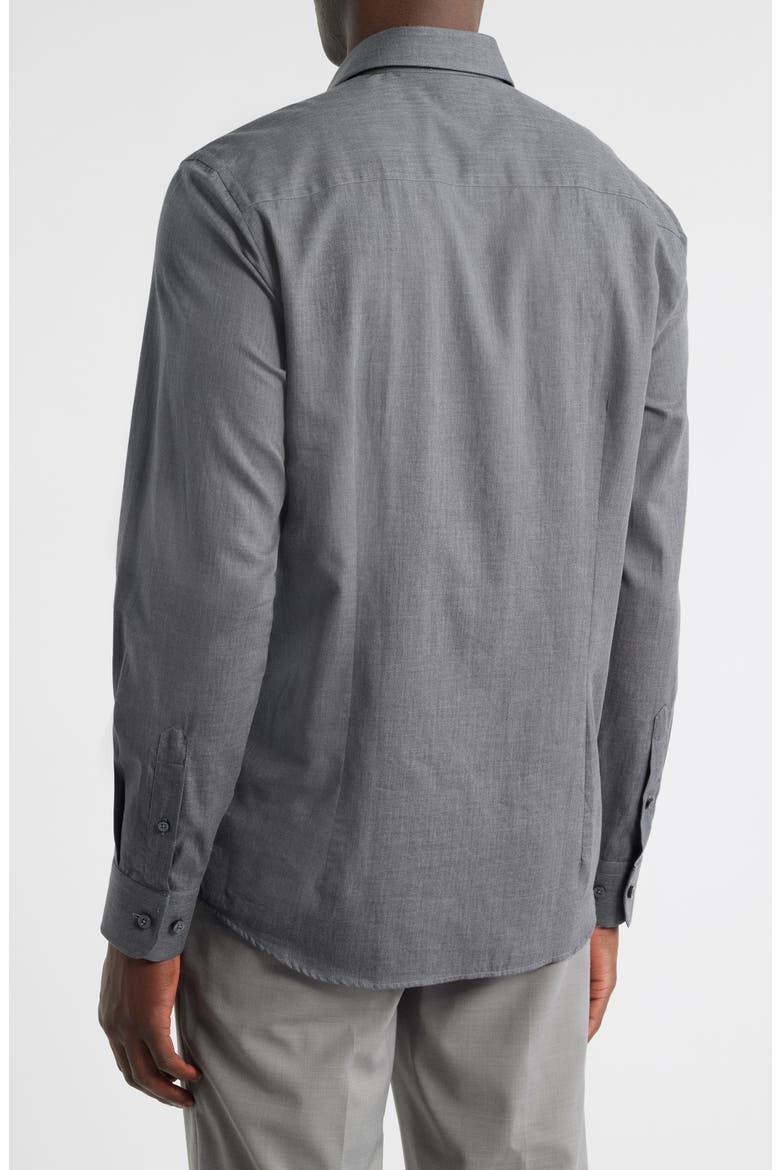Leonard Cotton Button-Up Shirt, Alternate, color, CHARCOAL