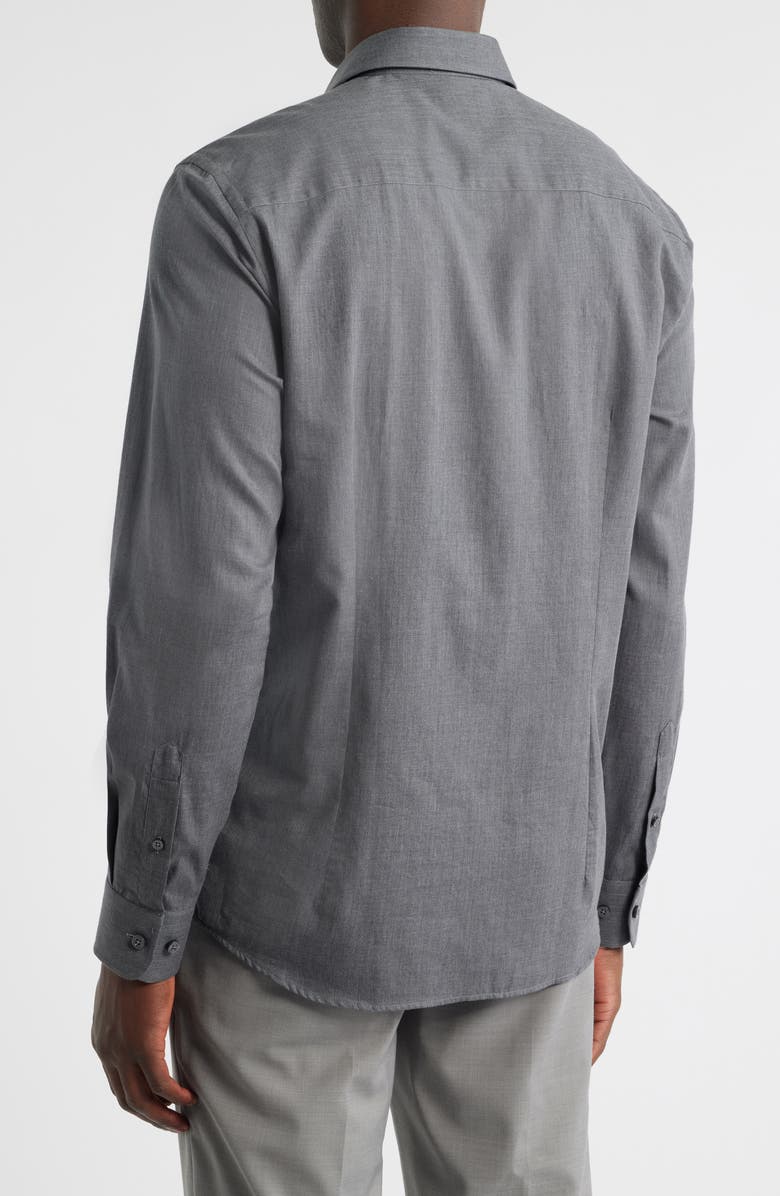 Jack Victor Leonard Cotton Button-Up Shirt, Alternate, color, Charcoal