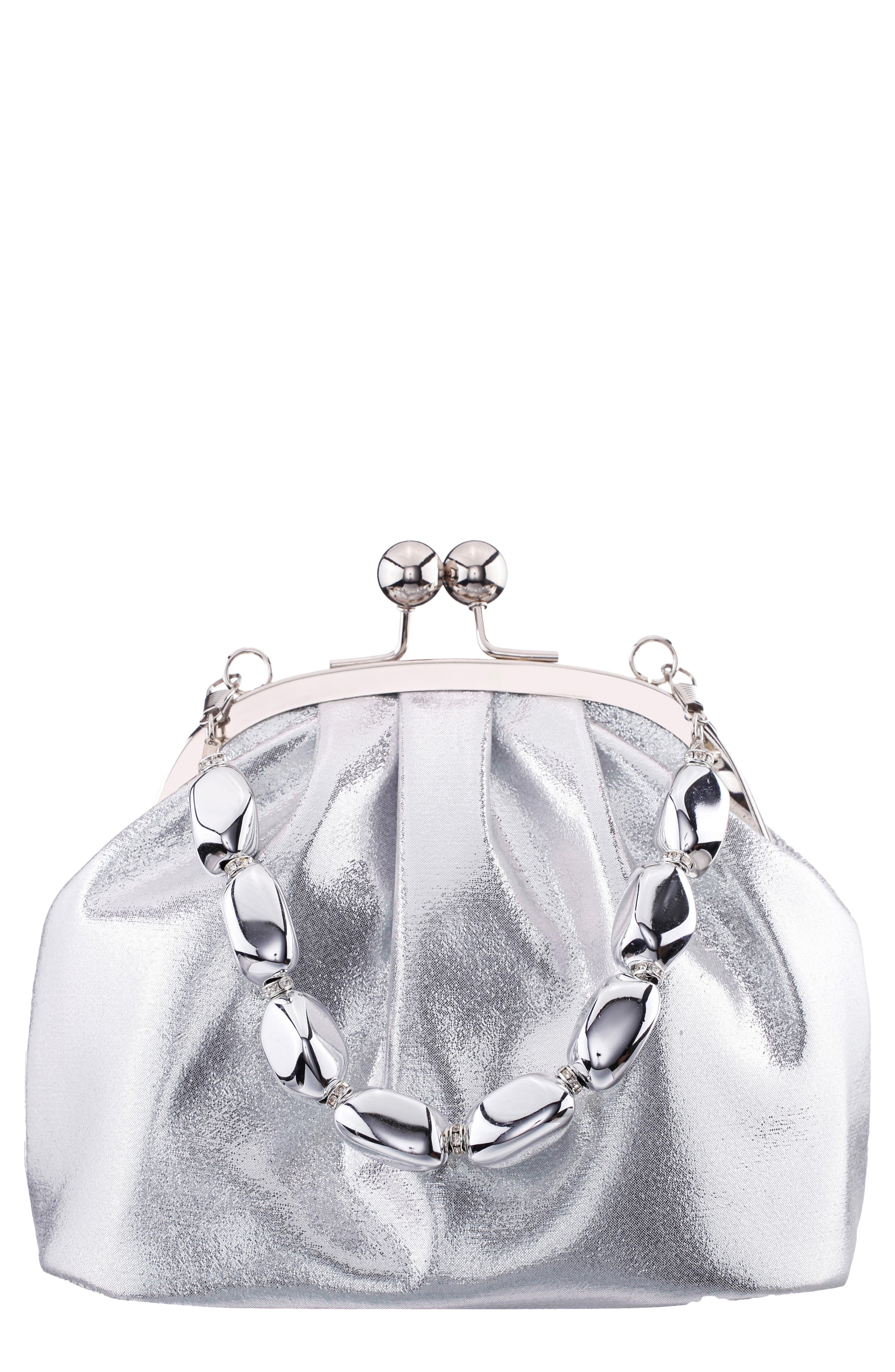 Vespera Frame Clutch, Main, color, SILVER