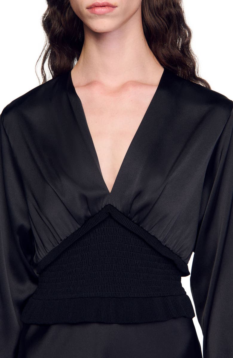 SANDRO Long satin-effect dress, Alternate, color, 