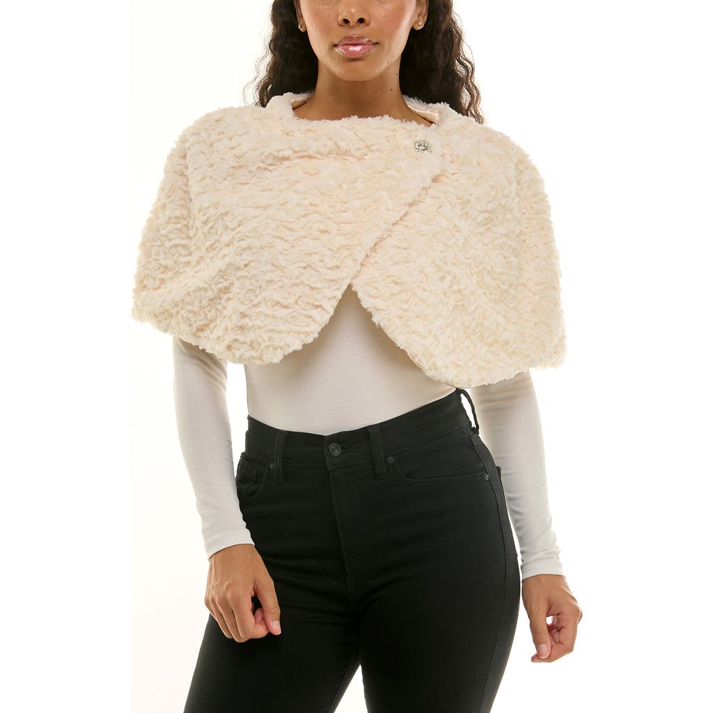 Nina Leonard Faux Fur Bolero In Sand