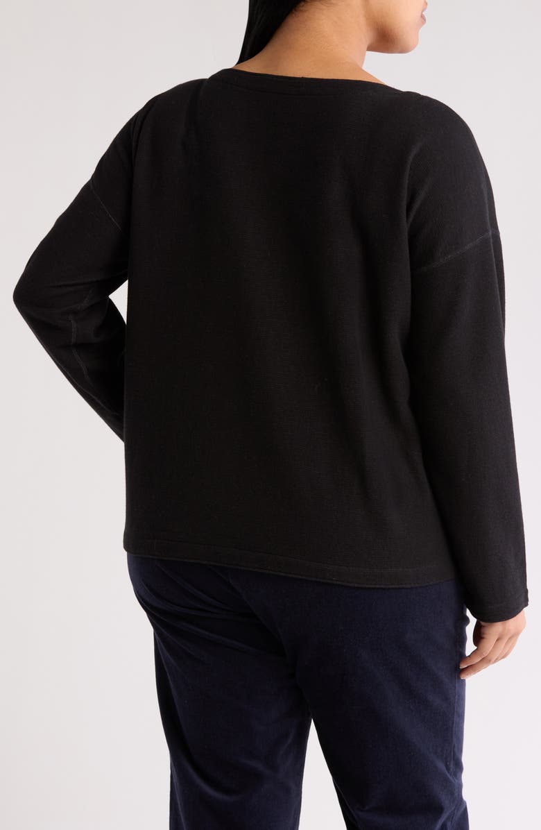 Eileen Fisher Reversible Boat Neck Organic Cotton Top, Alternate, color, Black