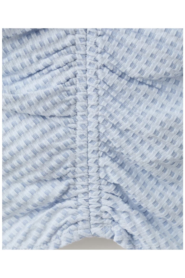 Micro Check Ruched Cotton Blend Top, Alternate, color, SKY BLUE