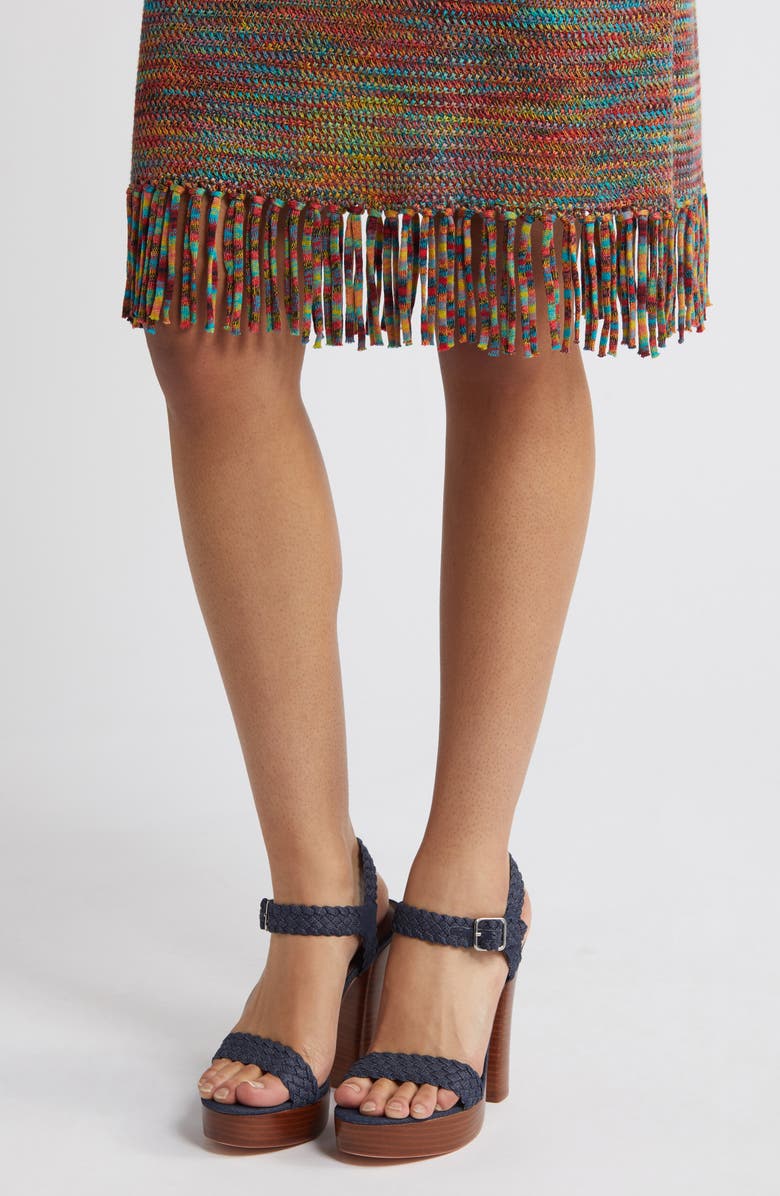 Vince Camuto Mélange Fringe Hem Mini Sweater Dress, Alternate, color, Pink Multi