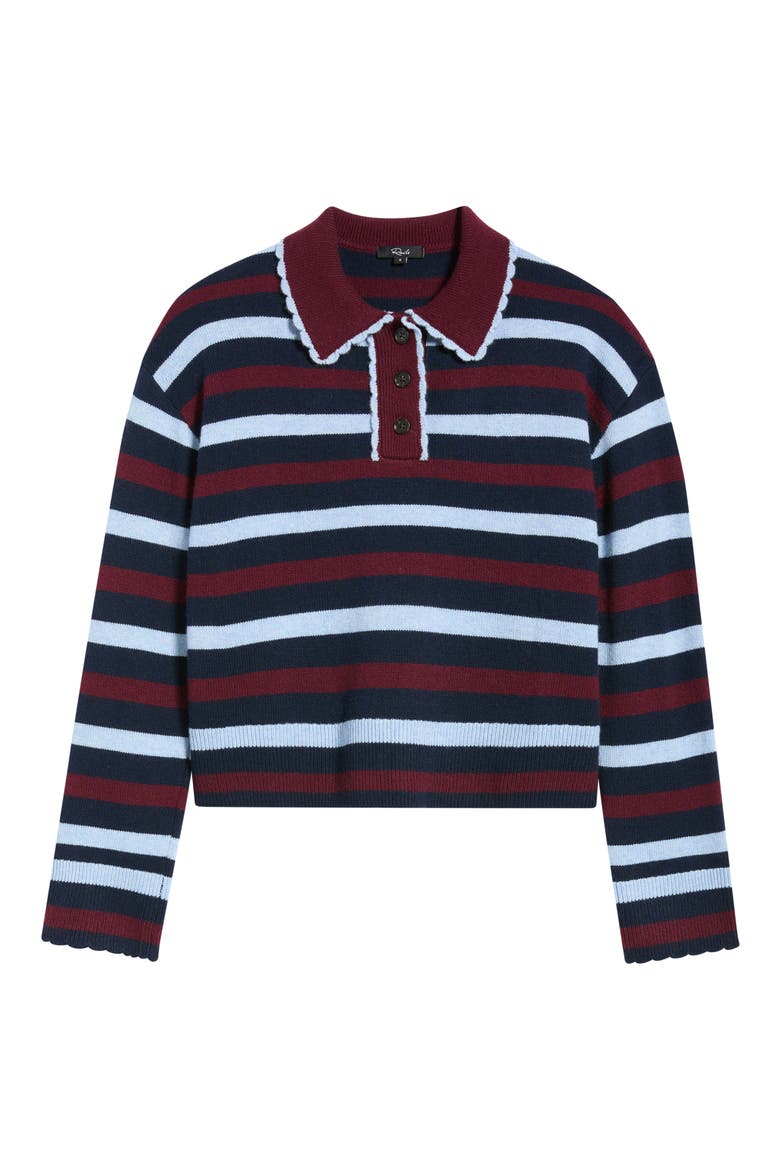 Delora Stripe Polo Sweater, Alternate, color, TAWNY NAVY STRIPE