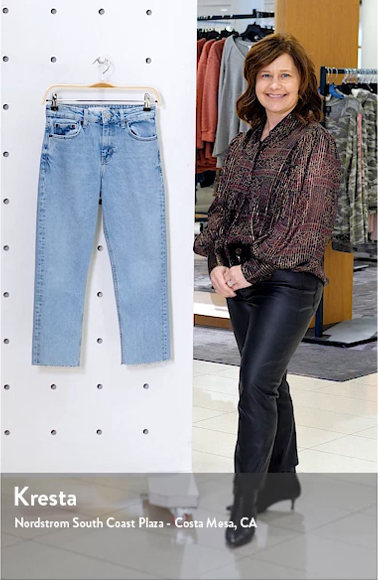 Mid Rise Raw Hem Straight Leg Jeans, sales video thumbnail