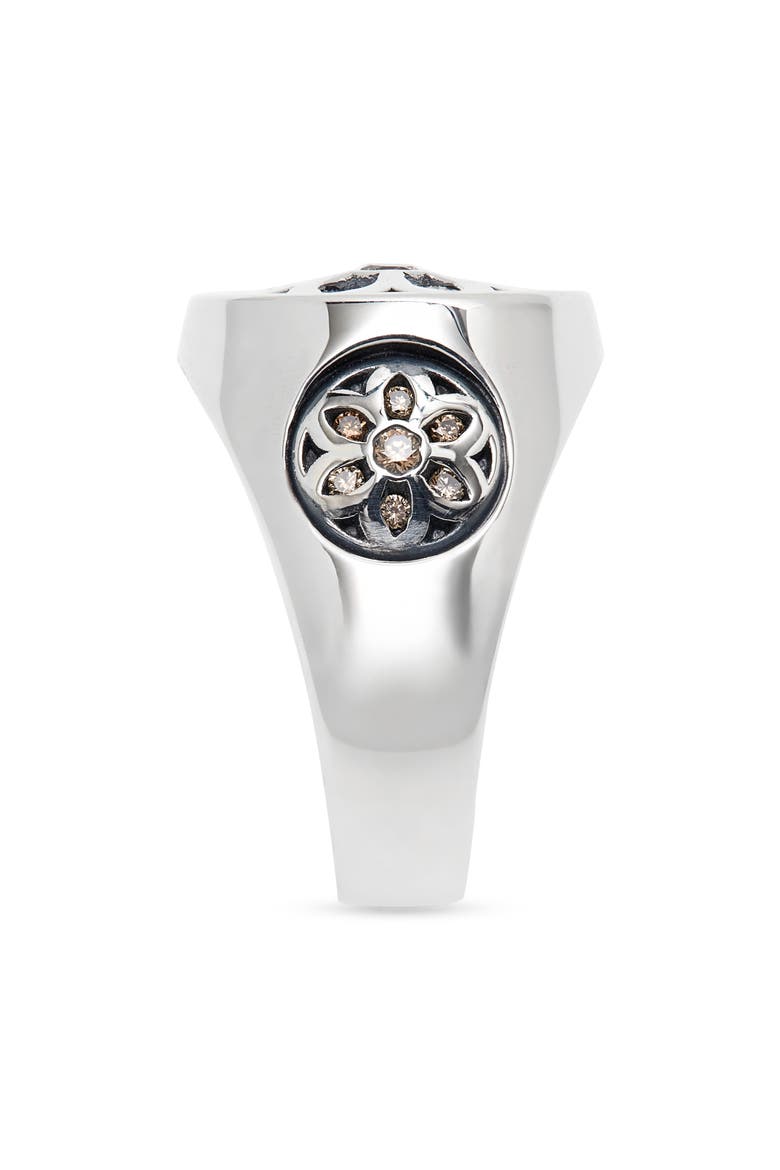 Men's Small Brown Diamond Club Ring, Alternate, color, SILVER