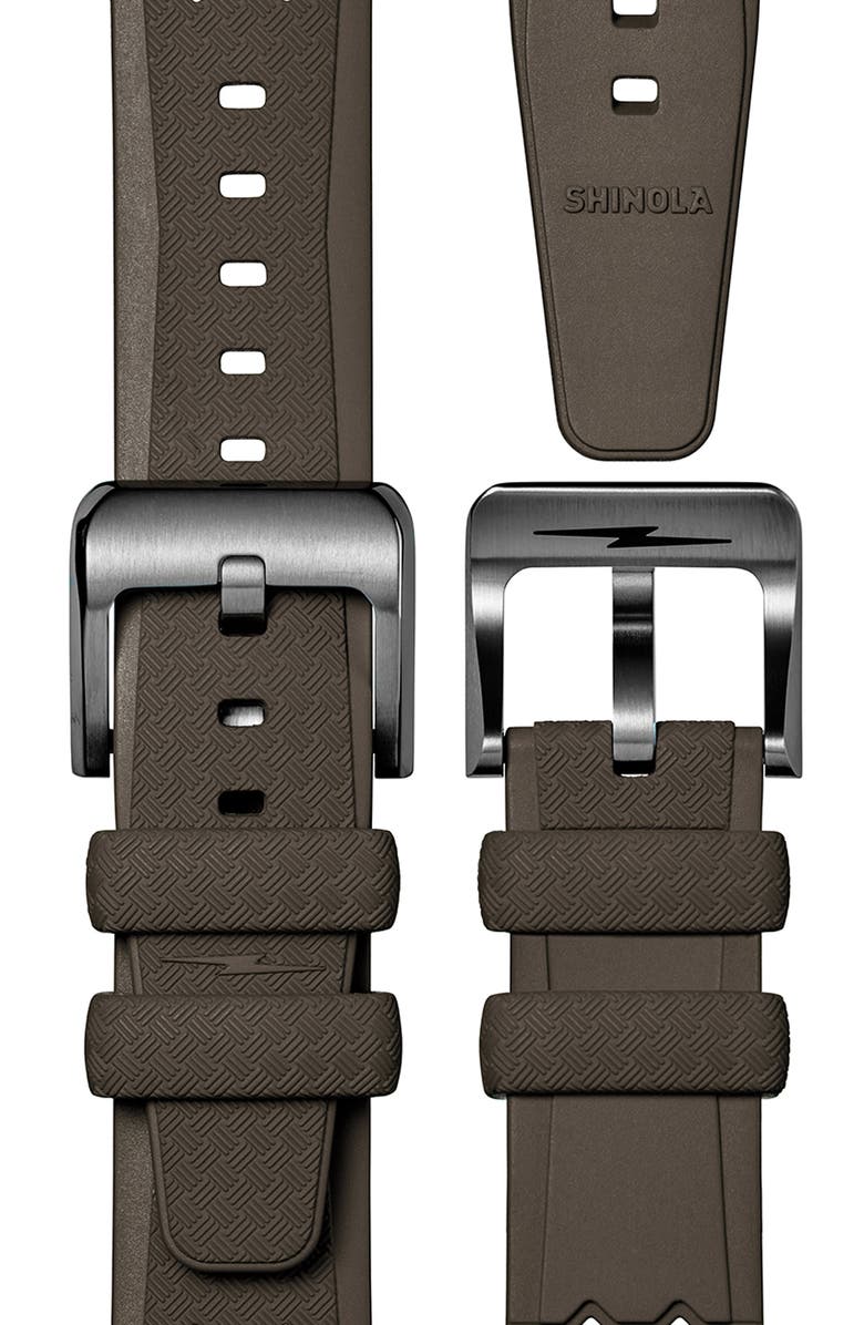 Shinola Duck Brown Rubber Strap Watch, 40mm, Alternate, color, Mallard Brown