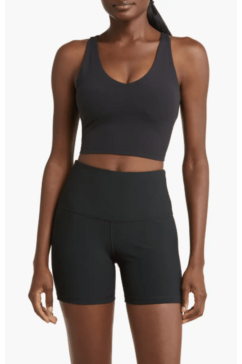 V Neck Organic Cotton Crop Tank, Alternate, color, Black