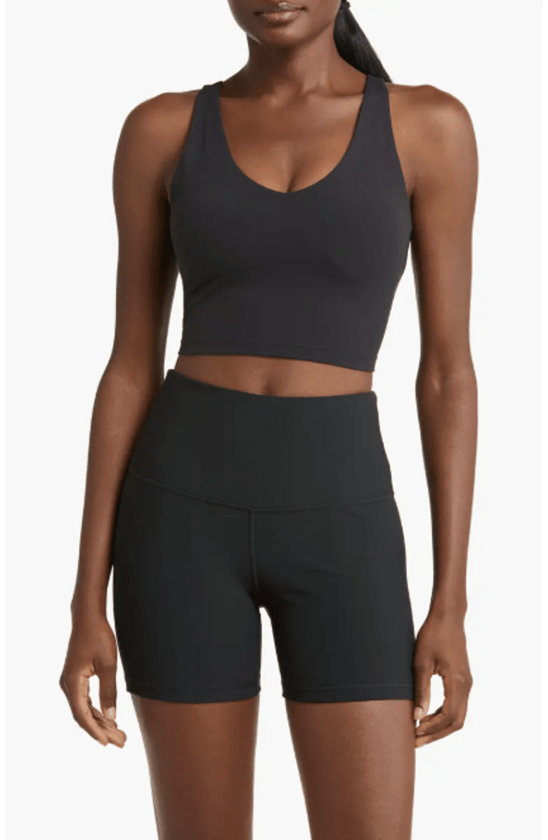 Lezat V Neck Organic Cotton Crop Tank, Alternate, color, Black