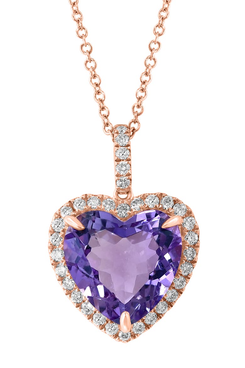 14K Rose Gold Diamond,Pink Amethyst Pendant, Alternate, color, Hematite and FW Blush Pearl