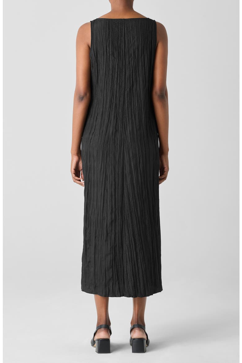 Pleated Silk Midi Dress, Alternate, color, BLACK