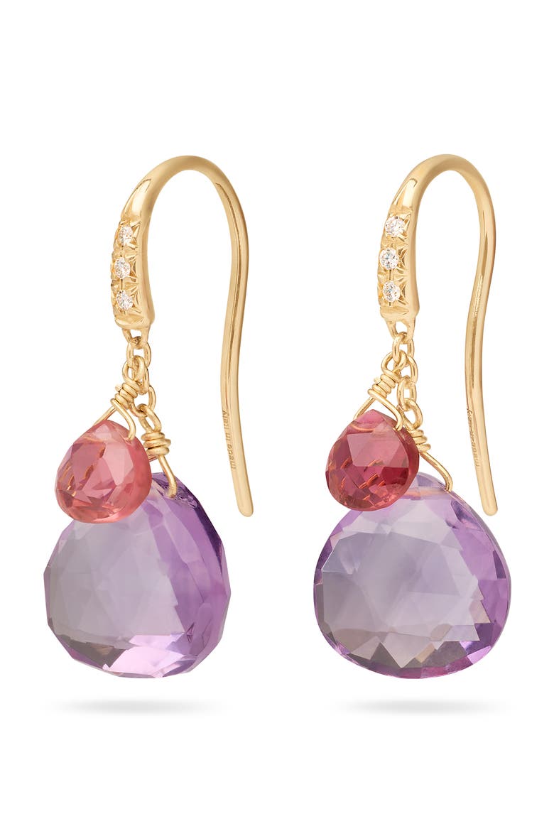 Paradise 18K Gold Diamond & Semiprecious Stone Drop Earrings, Main, color, 18K GOLD