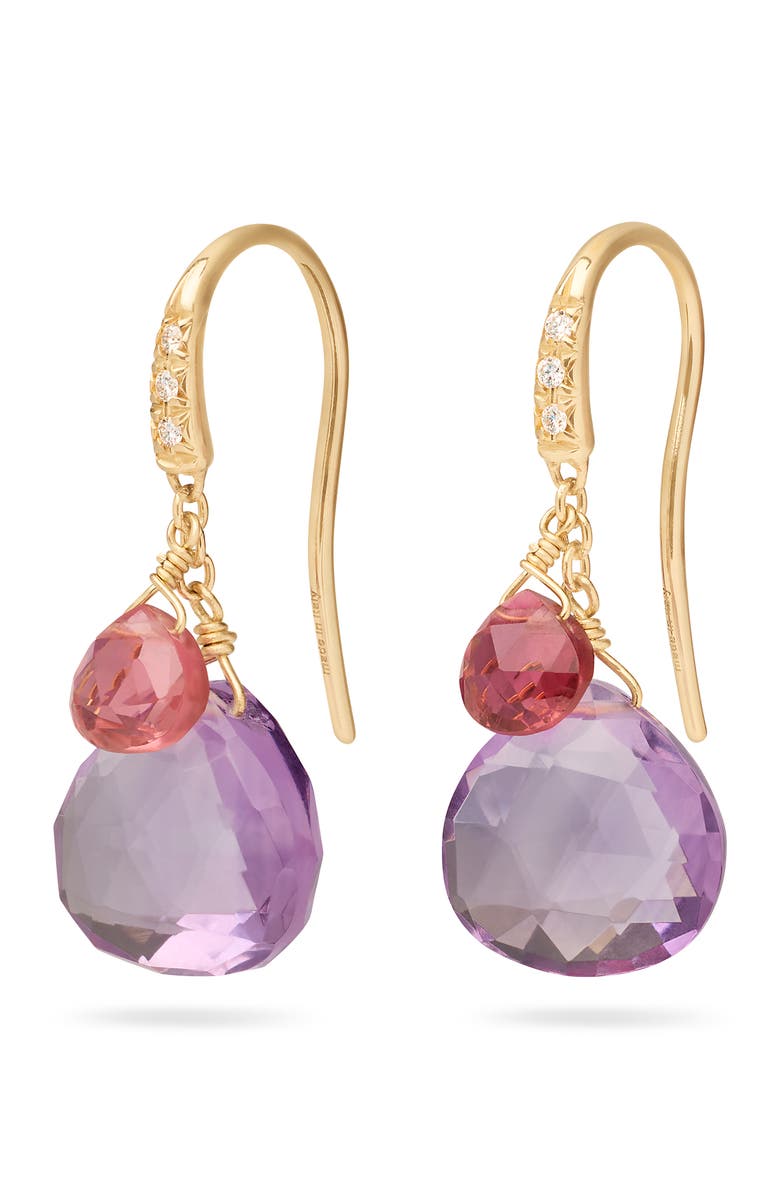 Marco Bicego Paradise 18K Gold Diamond & Semiprecious Stone Drop Earrings, Main, color, 18K Gold