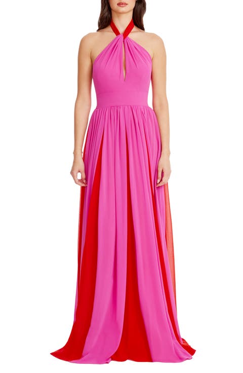 Meg Two-Tone Halter Gown