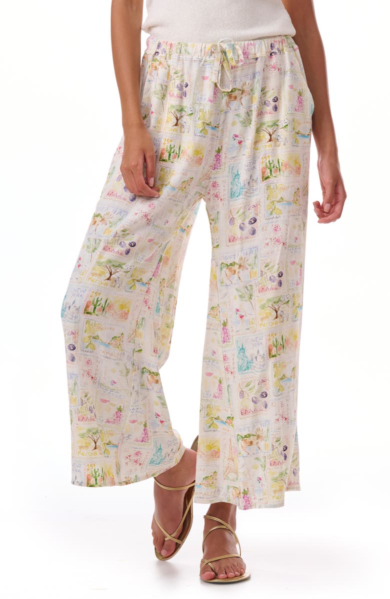 Splendid Coastal Postcard Print Drawstring Pants, Main, color, 