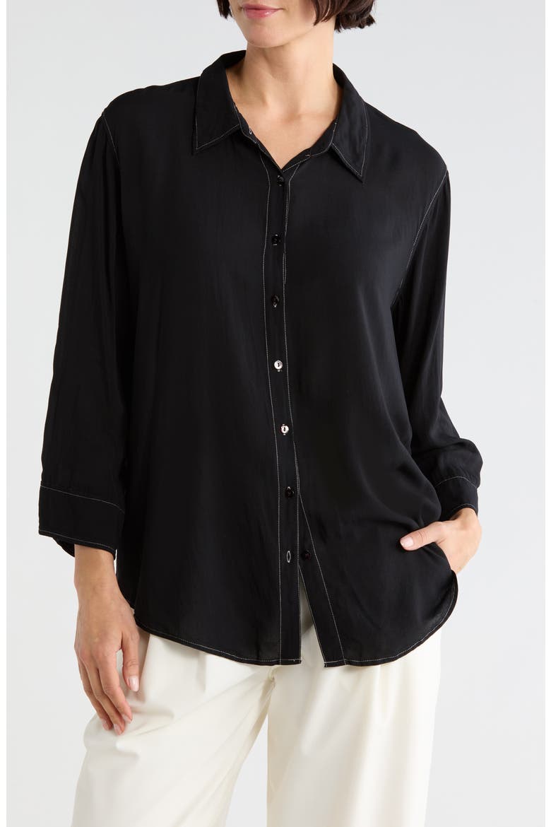 Marlene Button-Up Shirt, Main, color, BLACK/WHITE CONTRAST