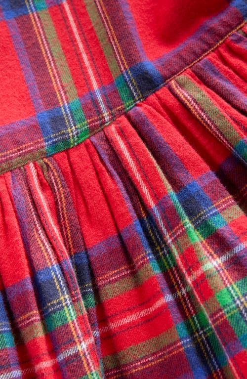 Mini Boden Kids' Madeline Plaid Long Sleeve Cotton Flannel Dress In Red