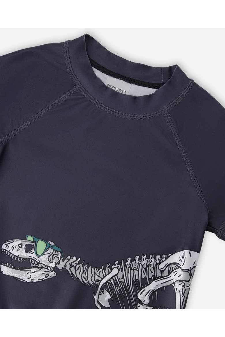 Short Sleeve Graphic Dinosaur Rashguard, Alternate, color, Black