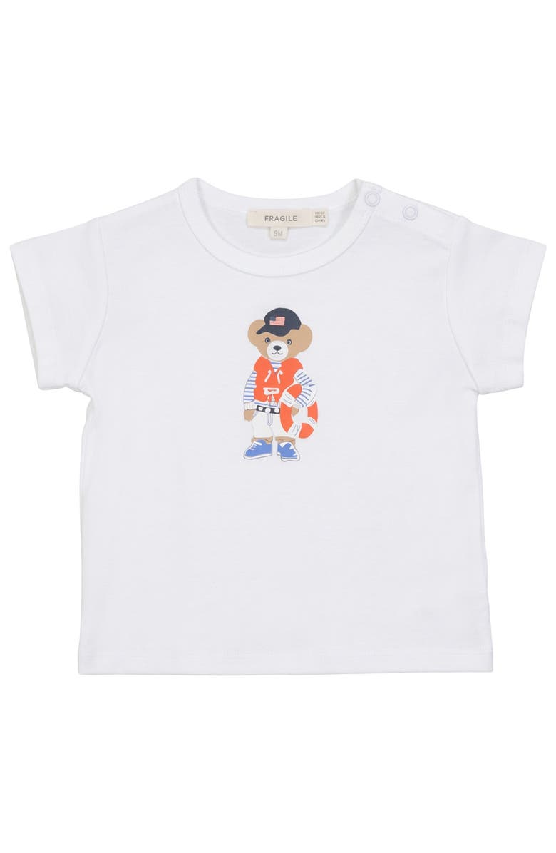 Fragile Cotton Short Sleeve Bear Print Tshirt, Main, color, White