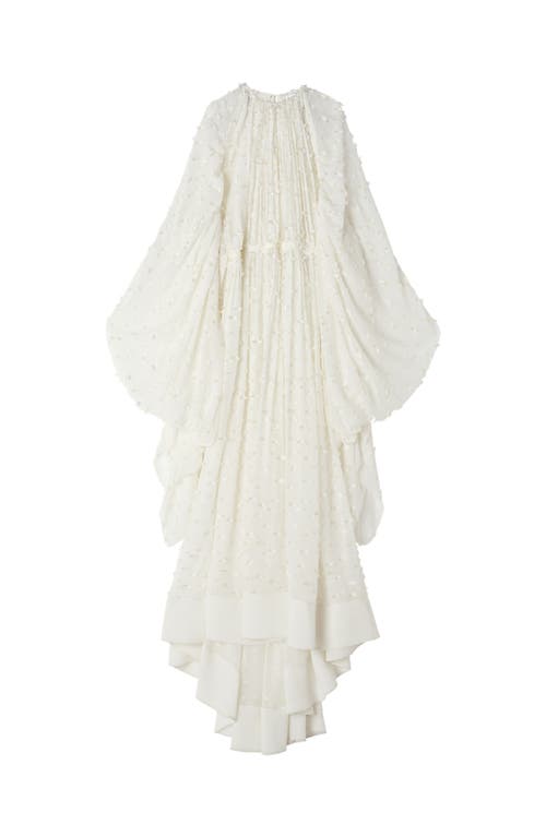 Lanvin Long Dress In Plumetis Silk In White