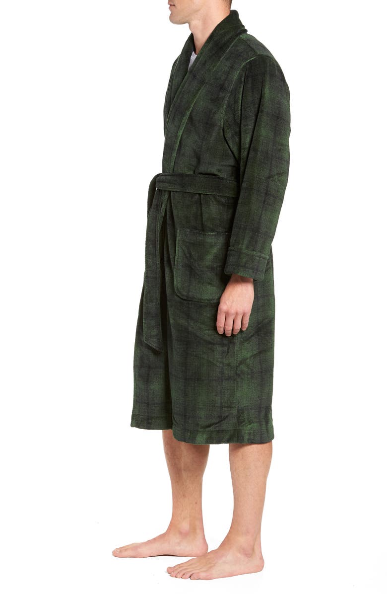NORDSTROM MEN'S SHOP Ombré Plaid Fleece Robe, Alternate, color,