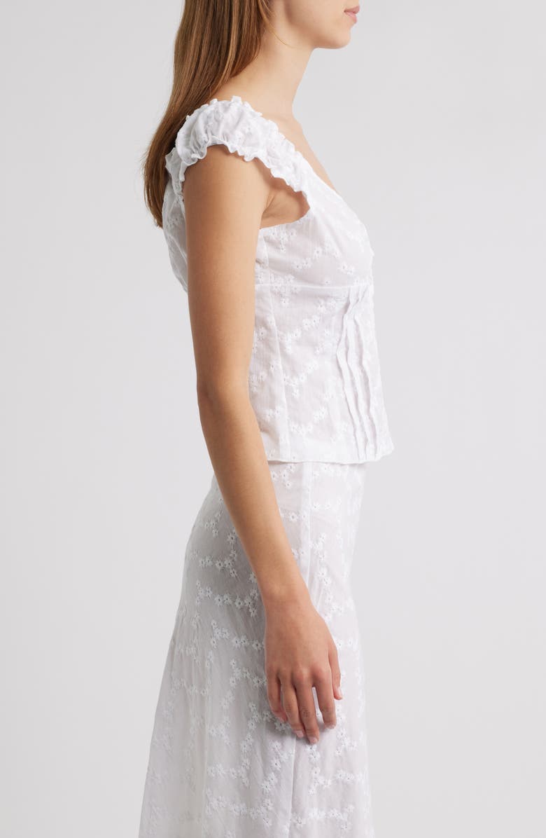 Bella Venice Embroidered Cotton Button-Up Shirt, Alternate, color, Ivory With Eyelet Pattern