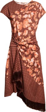 3.1 Phillip Lim Desert Flower Mixed Print Asymmetric Hem Cotton Dress