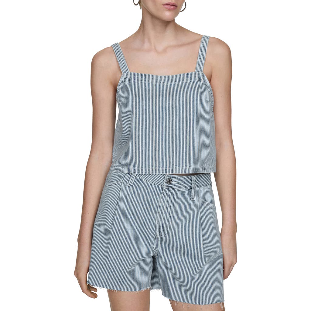 Mango Ibiza Hickory Denim Crop Tank Top