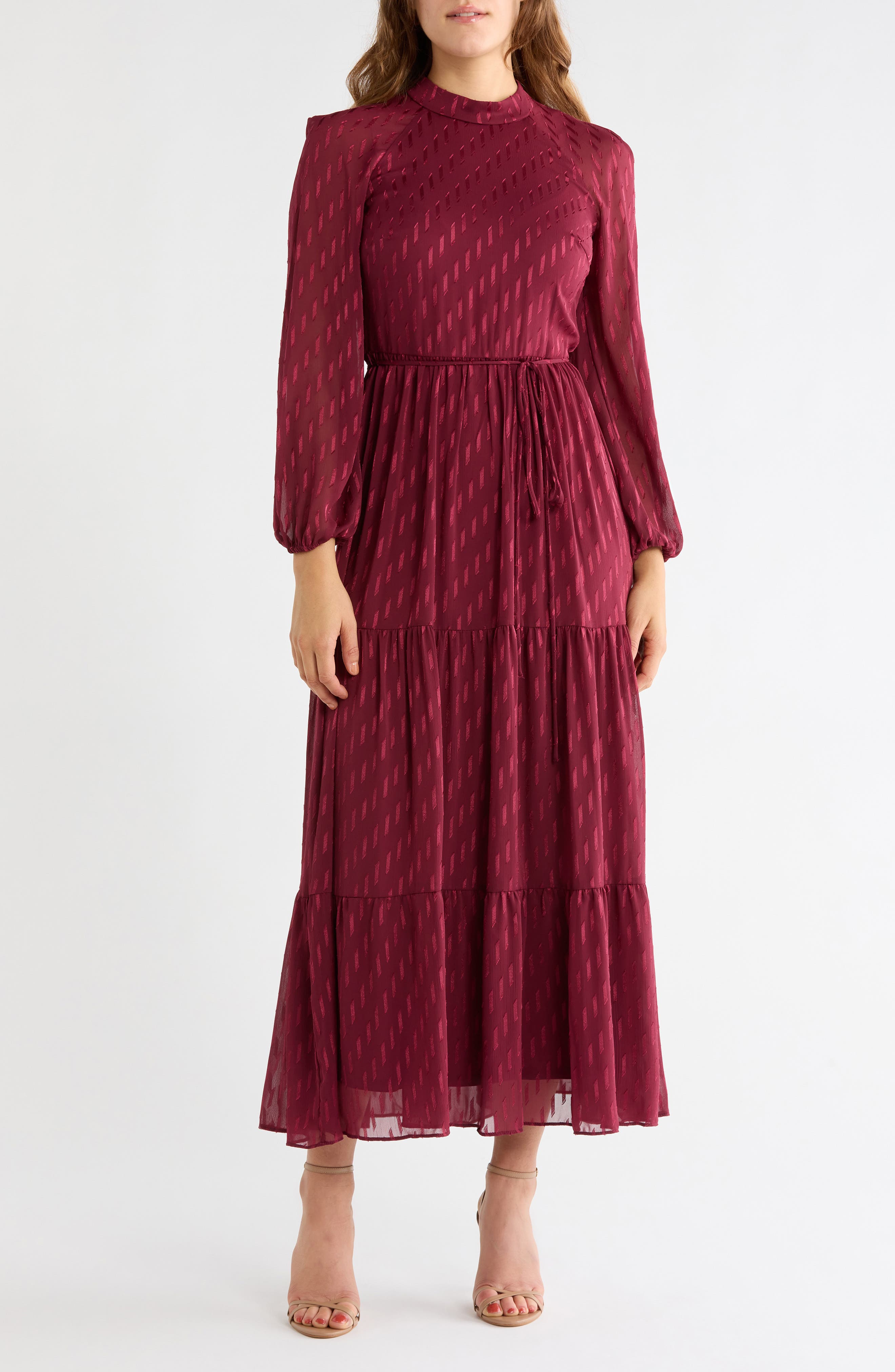 Mock Neck Long Sleeve Maxi Dress