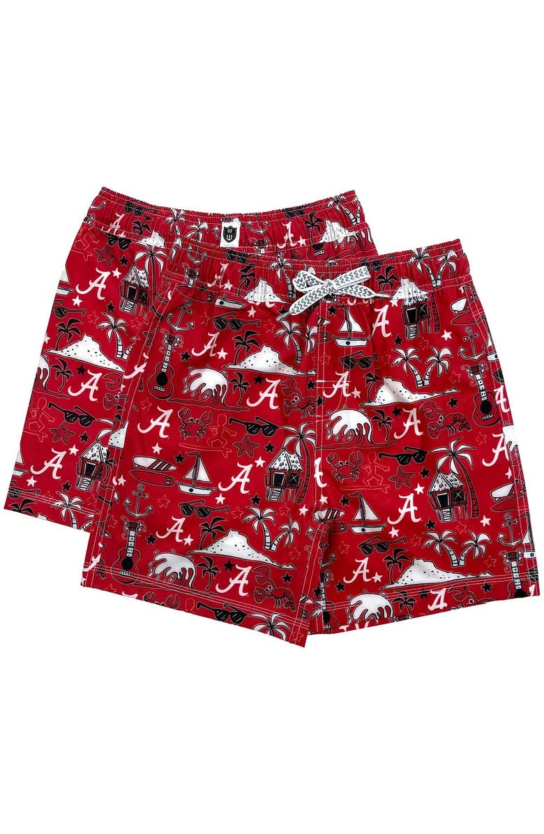 Wes & Willy Youth Wes & Willy Crimson Alabama Crimson Tide Luau Swim Trunks, Main, color, Crimson