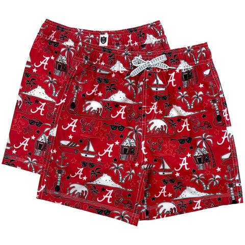 Youth Wes & Willy Crimson Alabama Crimson Tide Luau Swim Trunks