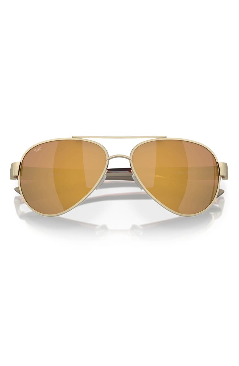 Costa Del Mar Loreto 56mm Polarized Aviator Sunglasses, Alternate, color, Brushed Gold/ Gold Mirror