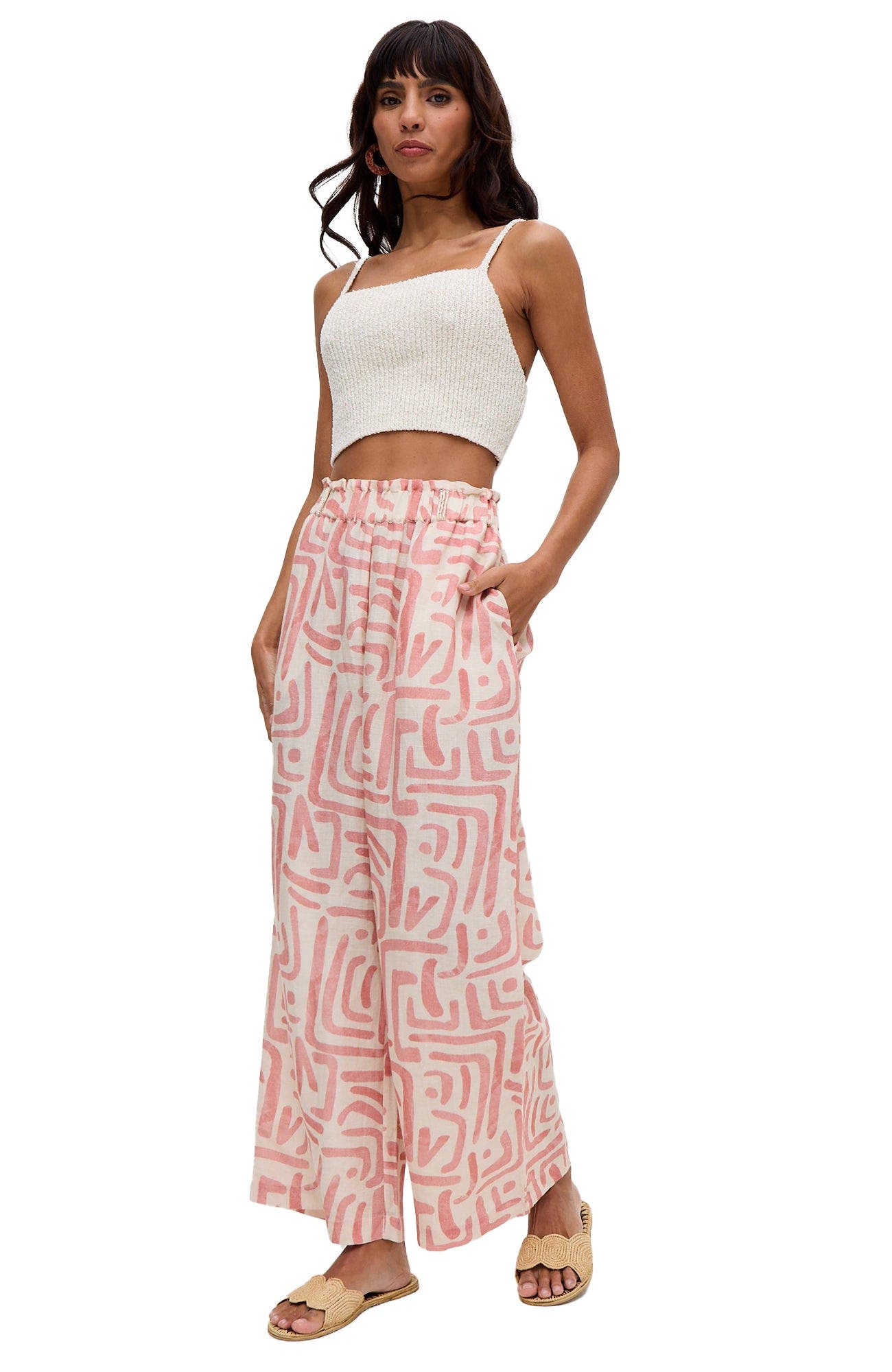 Pop Front Tie Warhol Print Pants - image 2