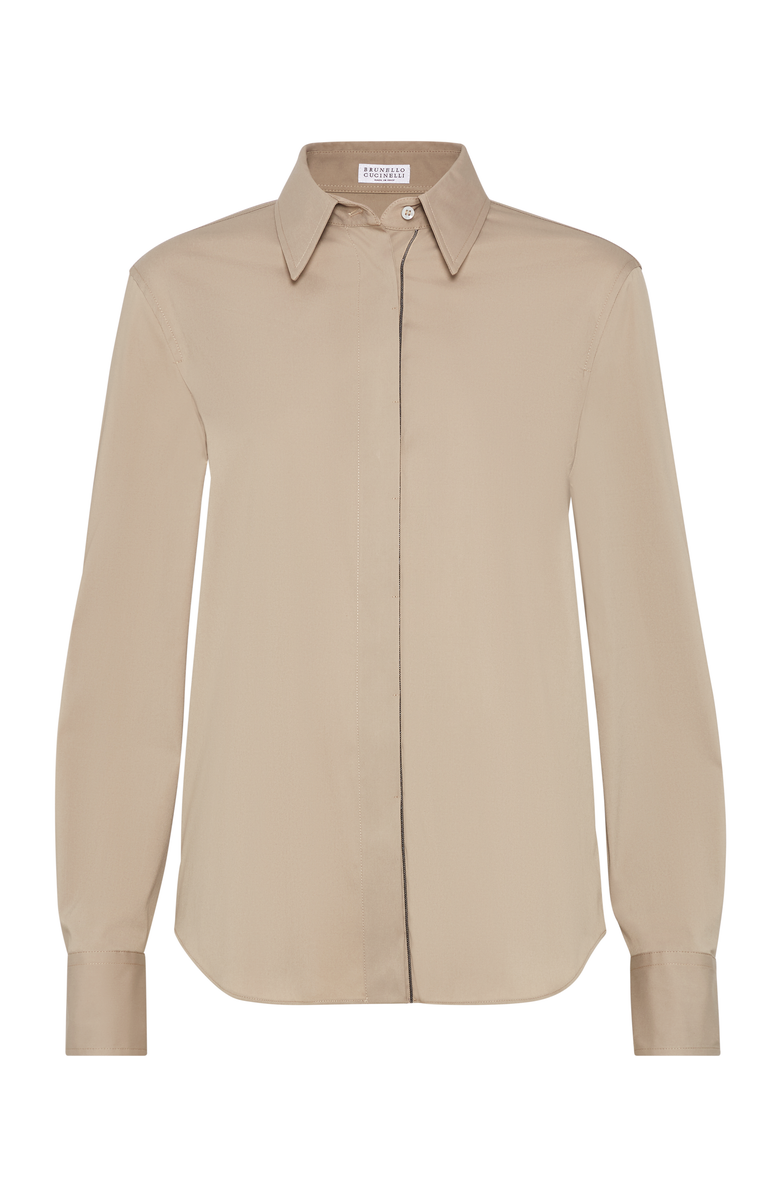 Brunello Cucinelli Stretch poplin shirt, Main, color, Brown