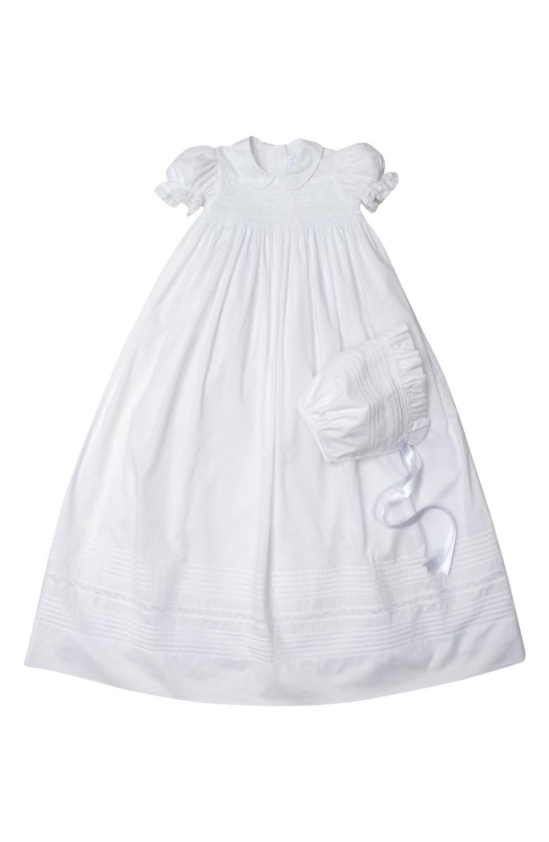 Kissy Kissy New Silene Cotton Christening Gown & Bonnet, Main, color, White