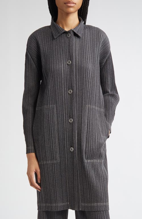 Issey Miyake Pleats Please  Trompe L'oeil Pleated Shirt Jacket In Gray