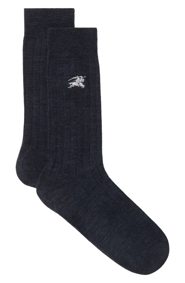 Burberry Everyday EKD Embroidered Wool Blend Crew Socks, Alternate, color, 