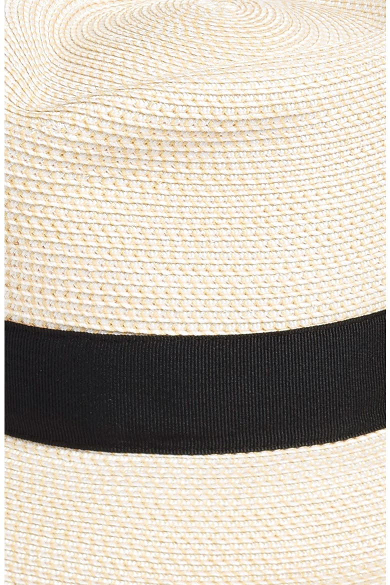 Classic Squishee® Straw Packable Fedora Sun Hat, Alternate, color, CREAM/ BLACK