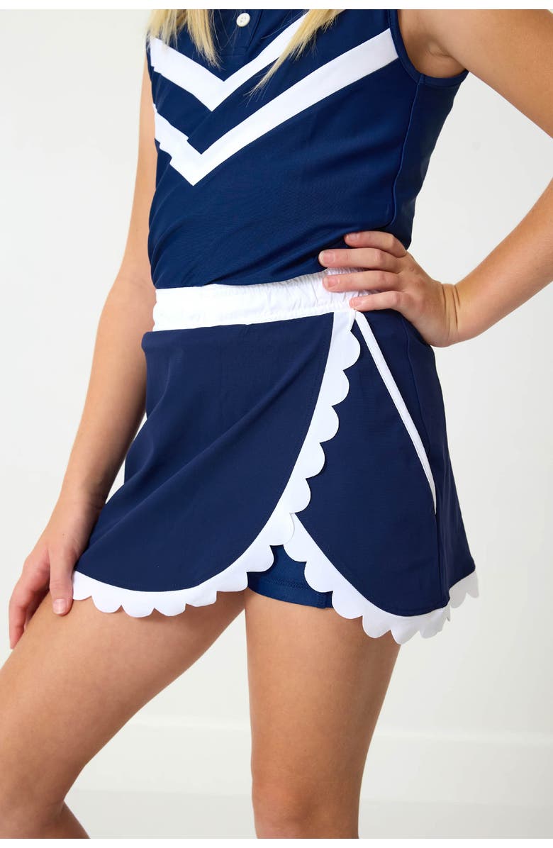 Courtside Kids Girls Scalloped Skort, Alternate, color, Navy