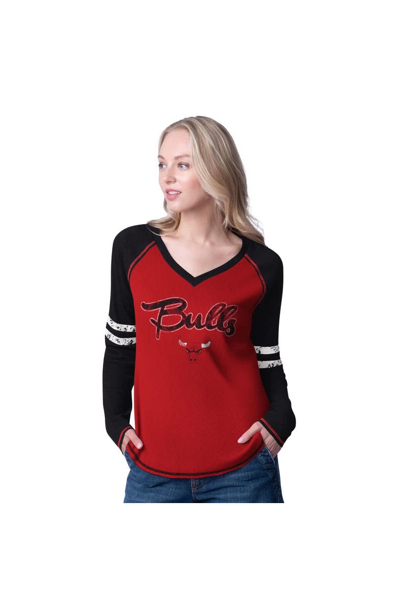 G-III 4HER BY CARL BANKS Women's G-III 4Her by Carl Banks Red/Black Chicago Bulls Winner Waffle Knit Thermal Long Sleeve Tri-Blend T-Shirt, Alternate, color, Red