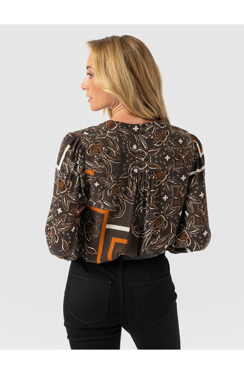 Saint + Sofia Joselyn V-Neck Blouse, Alternate, color, Brown Paisley