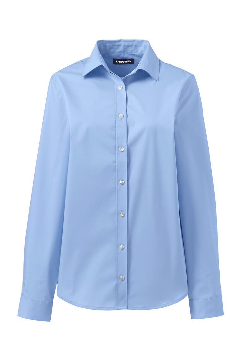 School Uniform  No Gape Long Sleeve Stretch Shirt, Alternate, color, Light Sea Blue