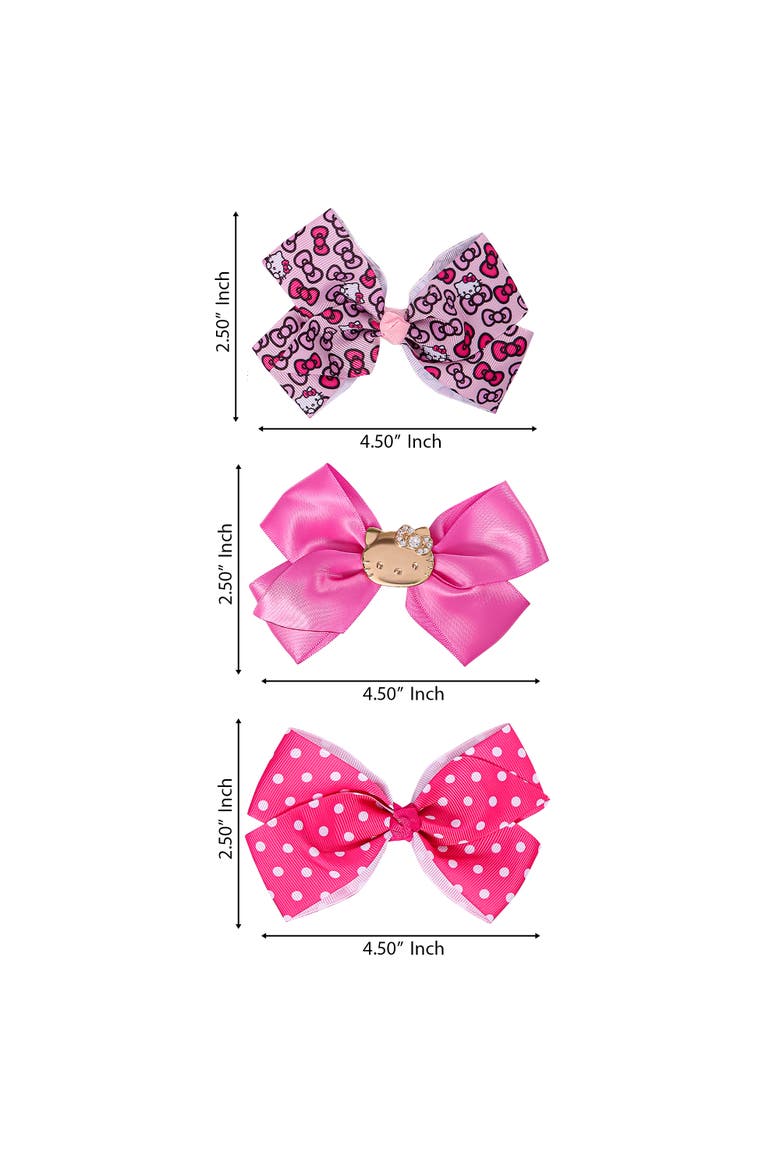 Hair Clips Bow Set 3-Piece Set Official License,  Pink Bows, Alternate, color, Pink