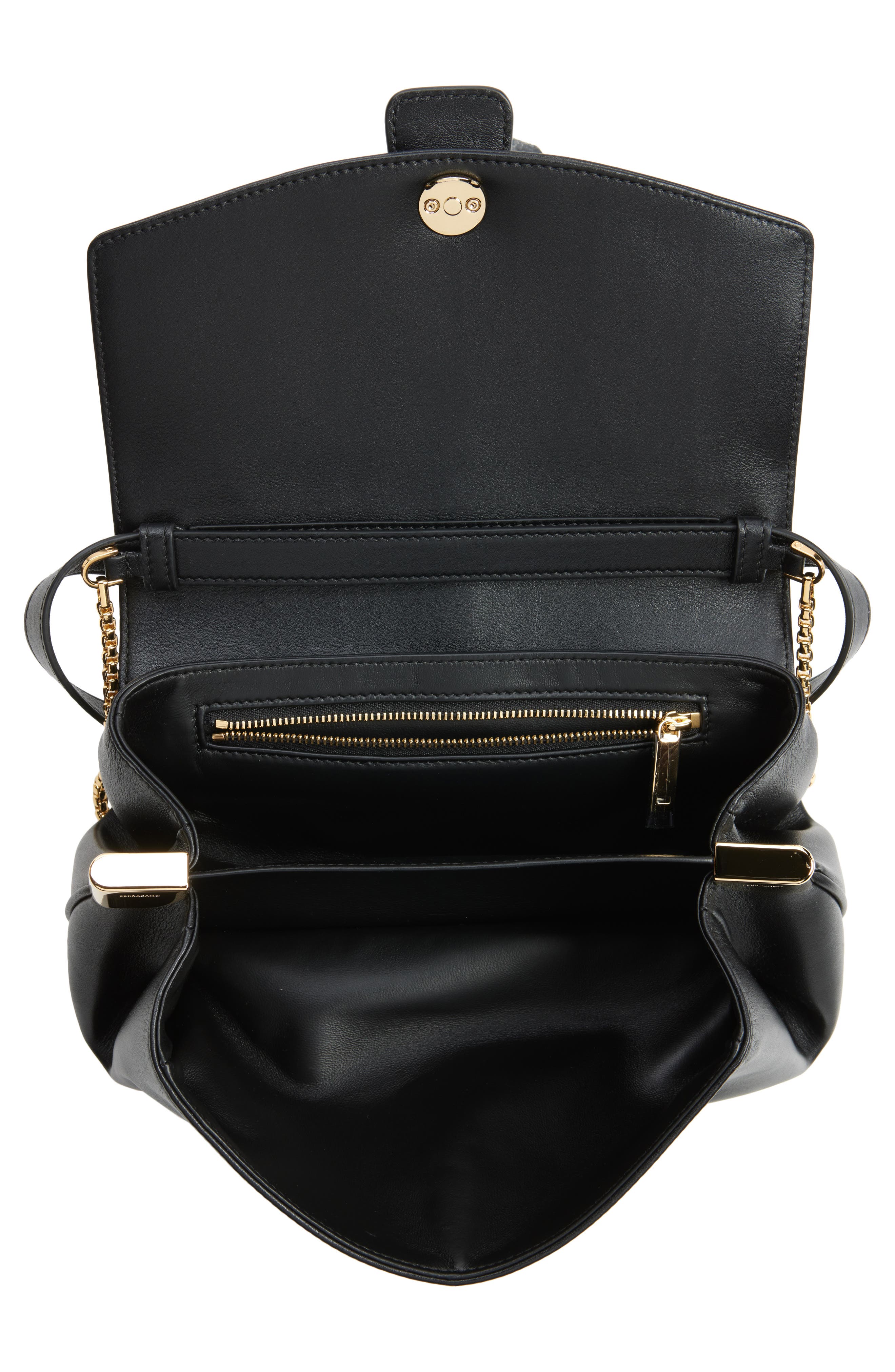 FERRAGAMO Small New Front Flap Crossbody Bag, Alternate, color, Nero