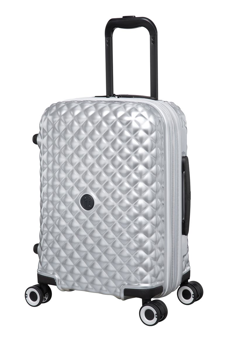 Glitzy 21-Inch Hardside Expandable Carry-On Spinner Suitcase, Main, color, METALLIC MICROCHIP